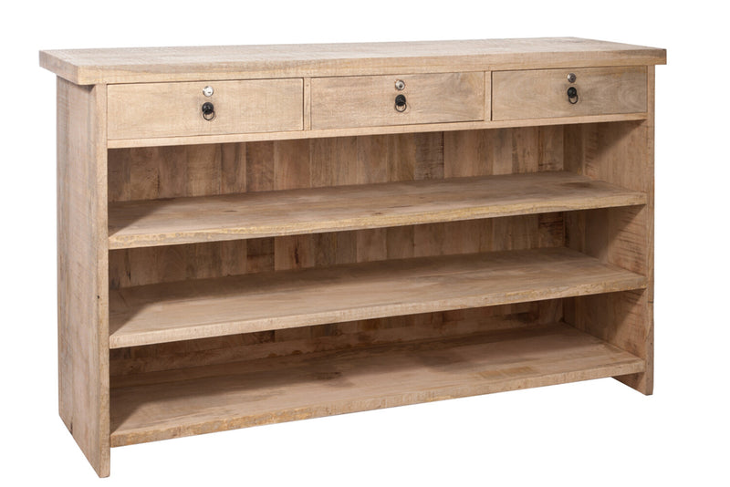 Op maat gemaakte "Naturell" bar - echt hout met 3 lades, werkblad en 3 planken