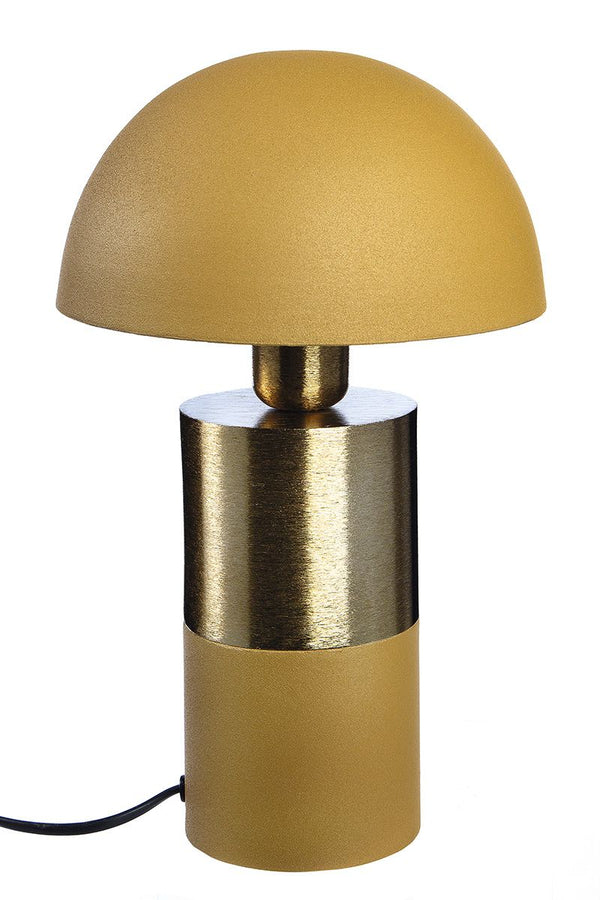 Elegante paddestoel tafellamp 'Mushroom' in curry goud - metaal, 33 cm
