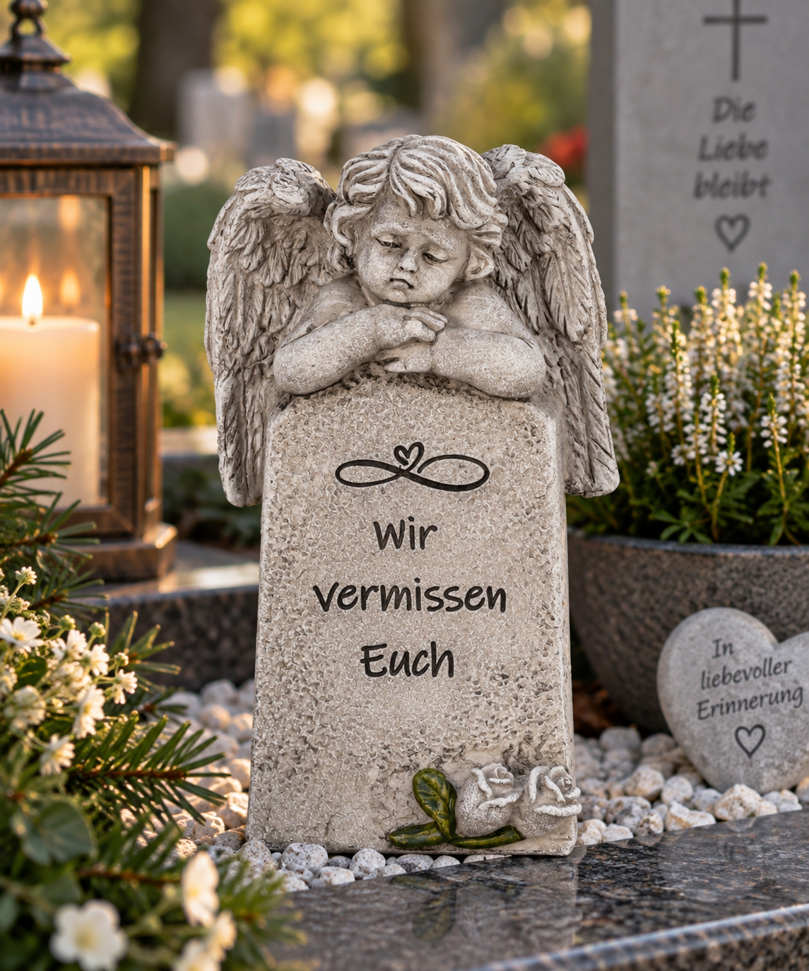 Grabengel Gedenkstein Wir vermissen Euch 21,5 cm