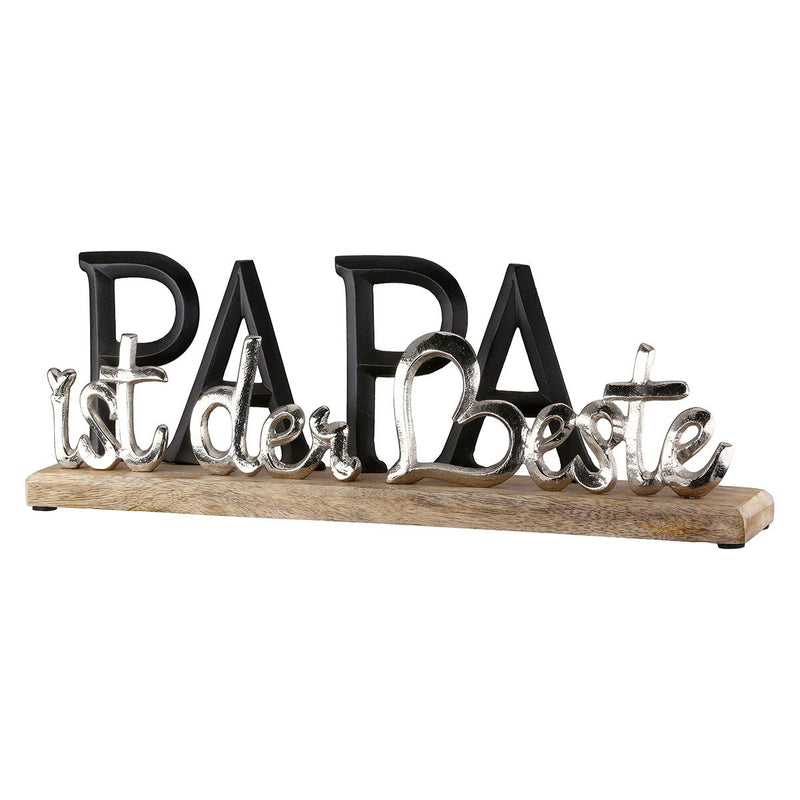 Decorative lettering PAPA is the best made of aluminum and mango wood