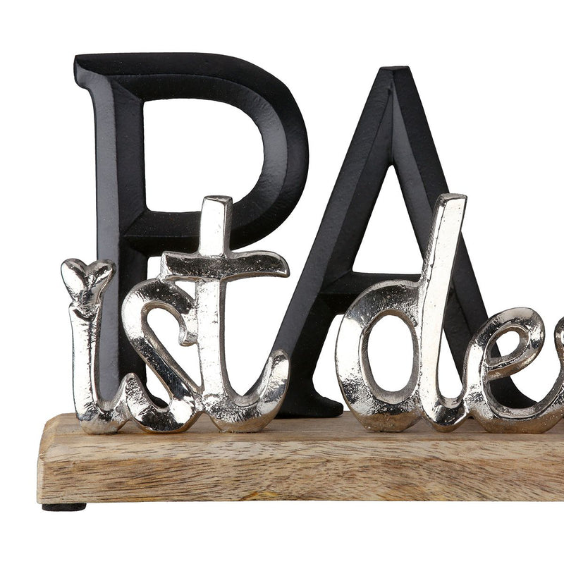 Decorative lettering PAPA is the best made of aluminum and mango wood