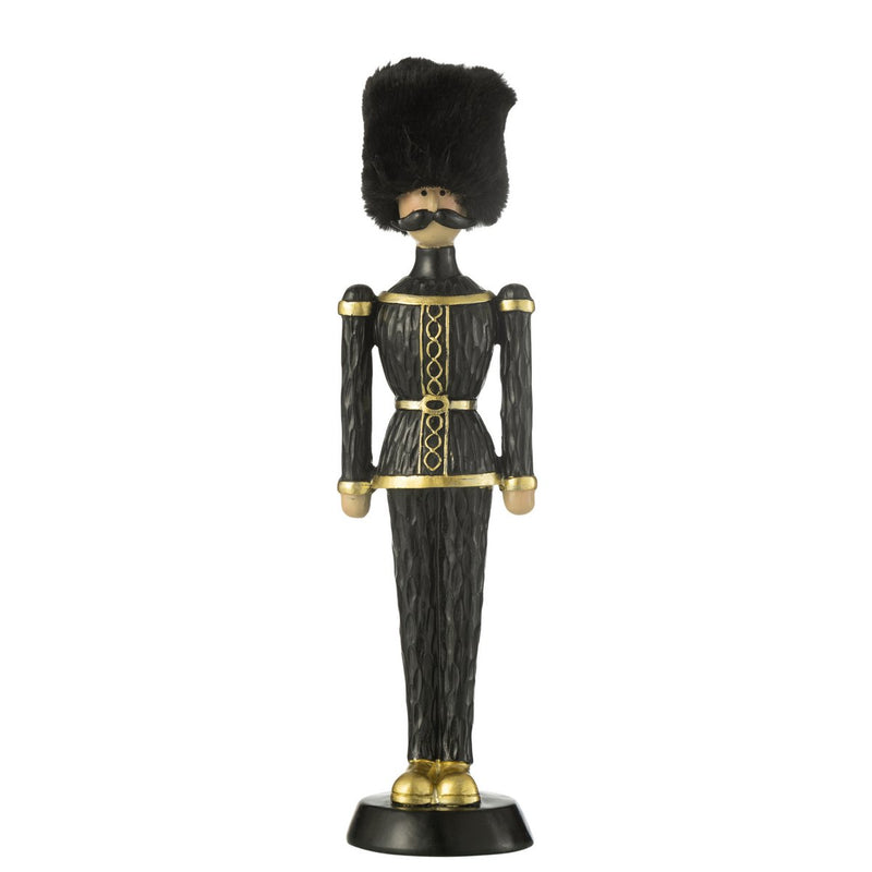 Black Nutcracker with Fur Hat – 32 cm Polyresin Decoration Figure