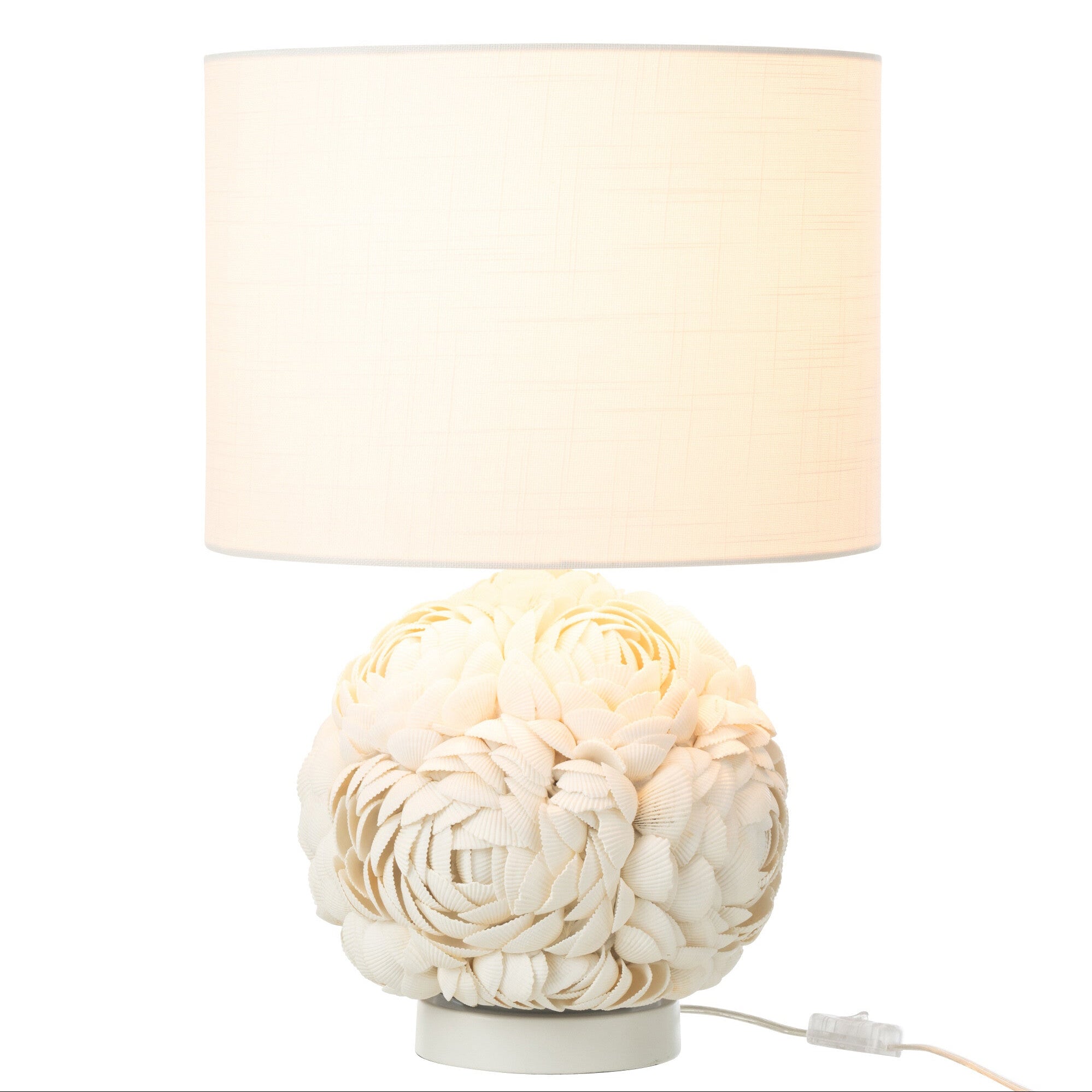 Tischlampe Florenza Muscheloptik Weiß Modern
