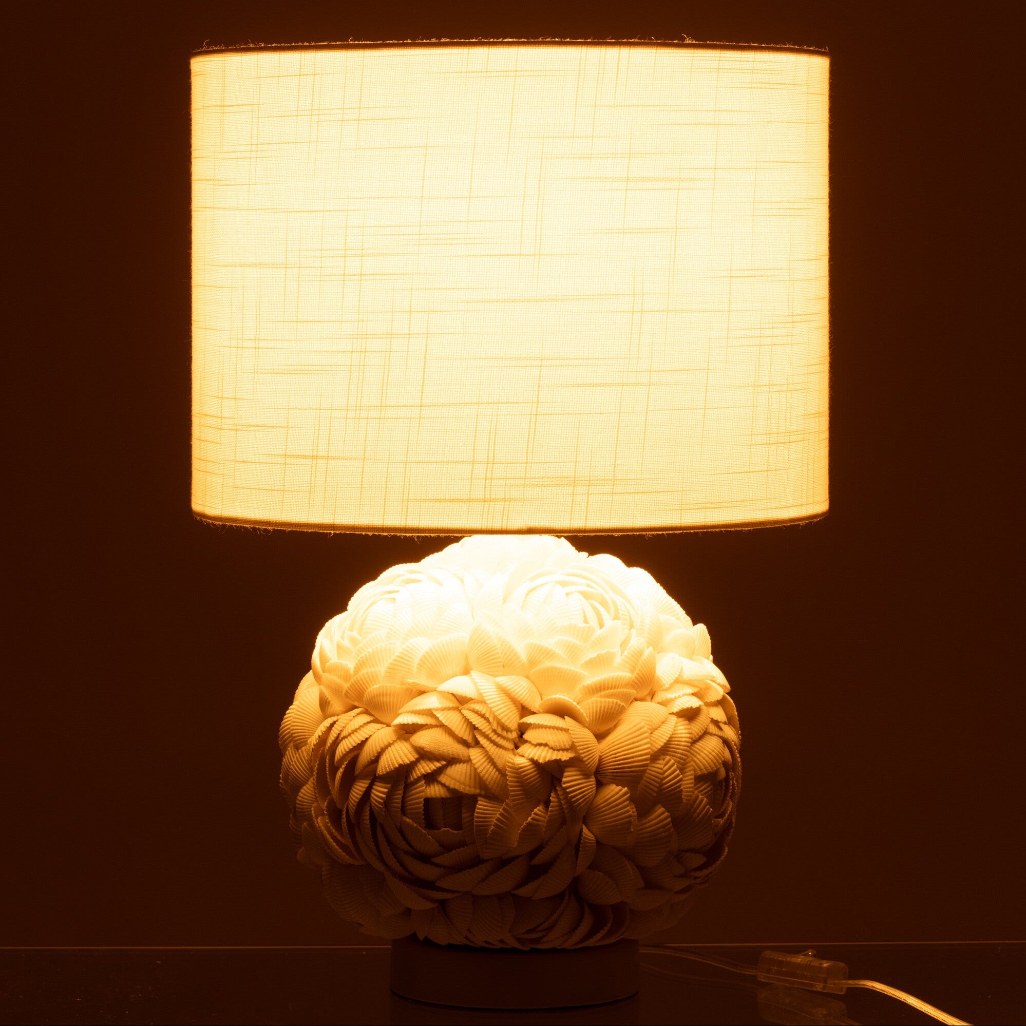 Tischlampe Florenza Muscheloptik Weiß Modern