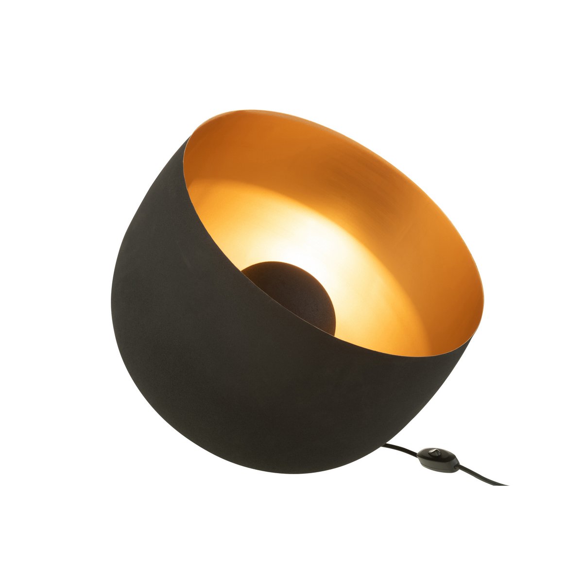 Tischlampe rund - Metall - Schwarz/Gold - groß