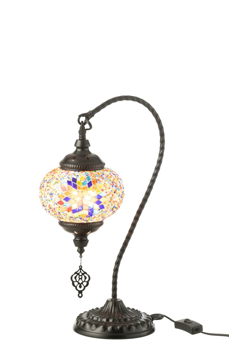 Orientalische Tischlampe mit hängendem Mosaikglas – Stilvolle Beleuchtung in Orange