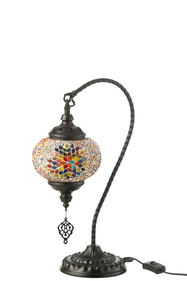 Orientalische Tischlampe mit hängendem Mosaikglas – Stilvolle Beleuchtung in Orange