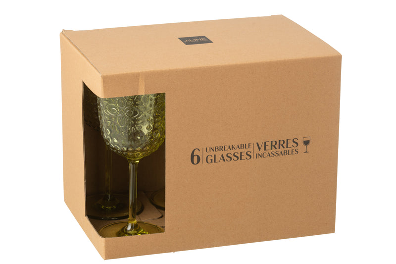 Weinglas Set Aurora Aquablau 6 Stück Kunststoff Vintage Look 414ml