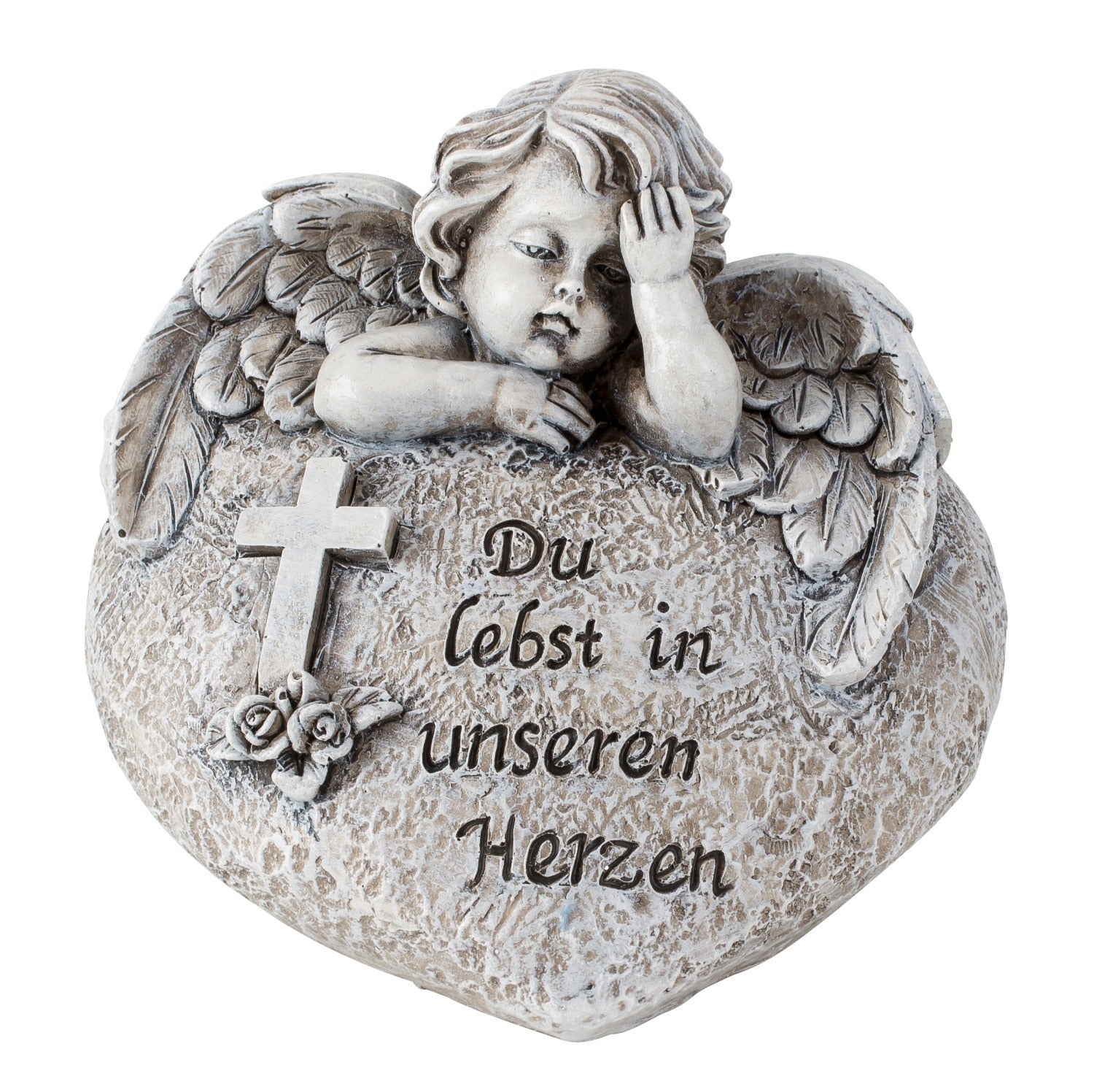 Grave heart angel guard with angel and saying