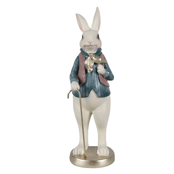 Decoration Rabbit White Blue 12x10x32 cm