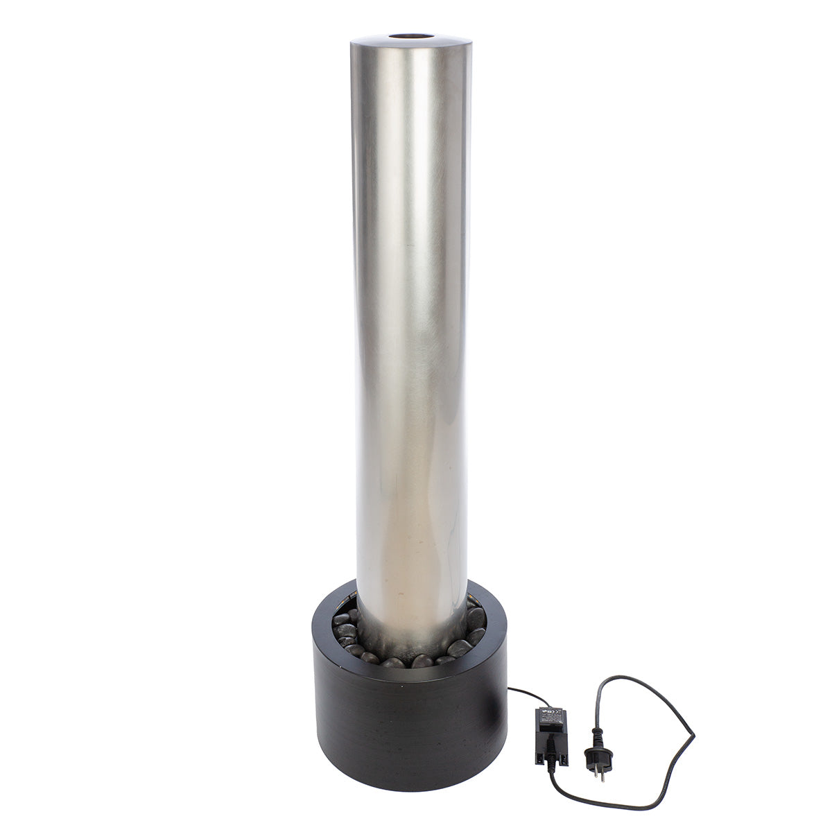 LED Gartenbrunnen Pillar zylindrisch Edelstahl Grau 118cm