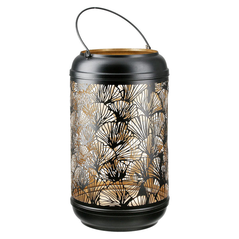 Lantern Ginkgo Metal Black with Handle