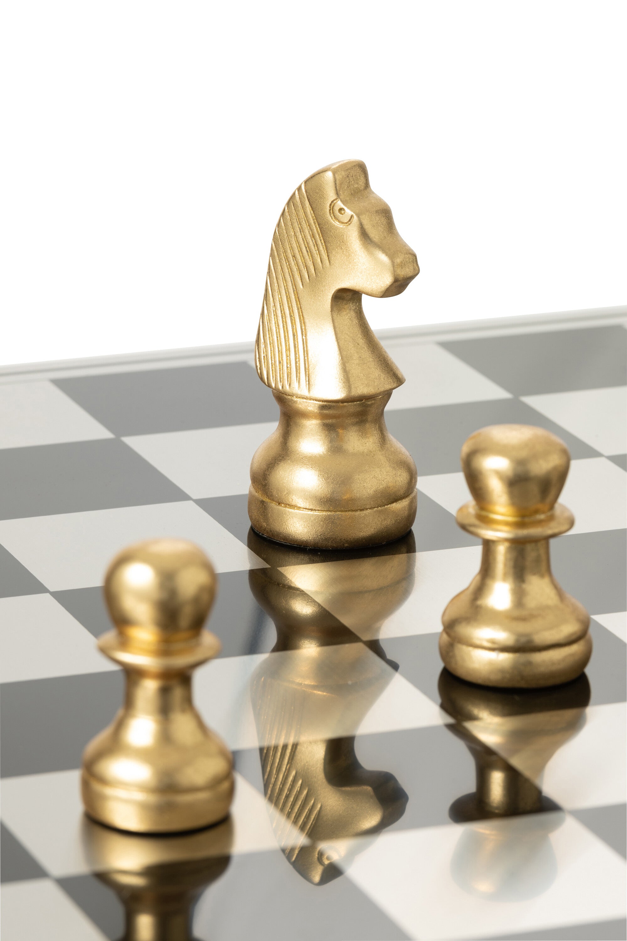 Schachset Polyresin Gold Weiß Luxus Deko Schachbrett 61cm