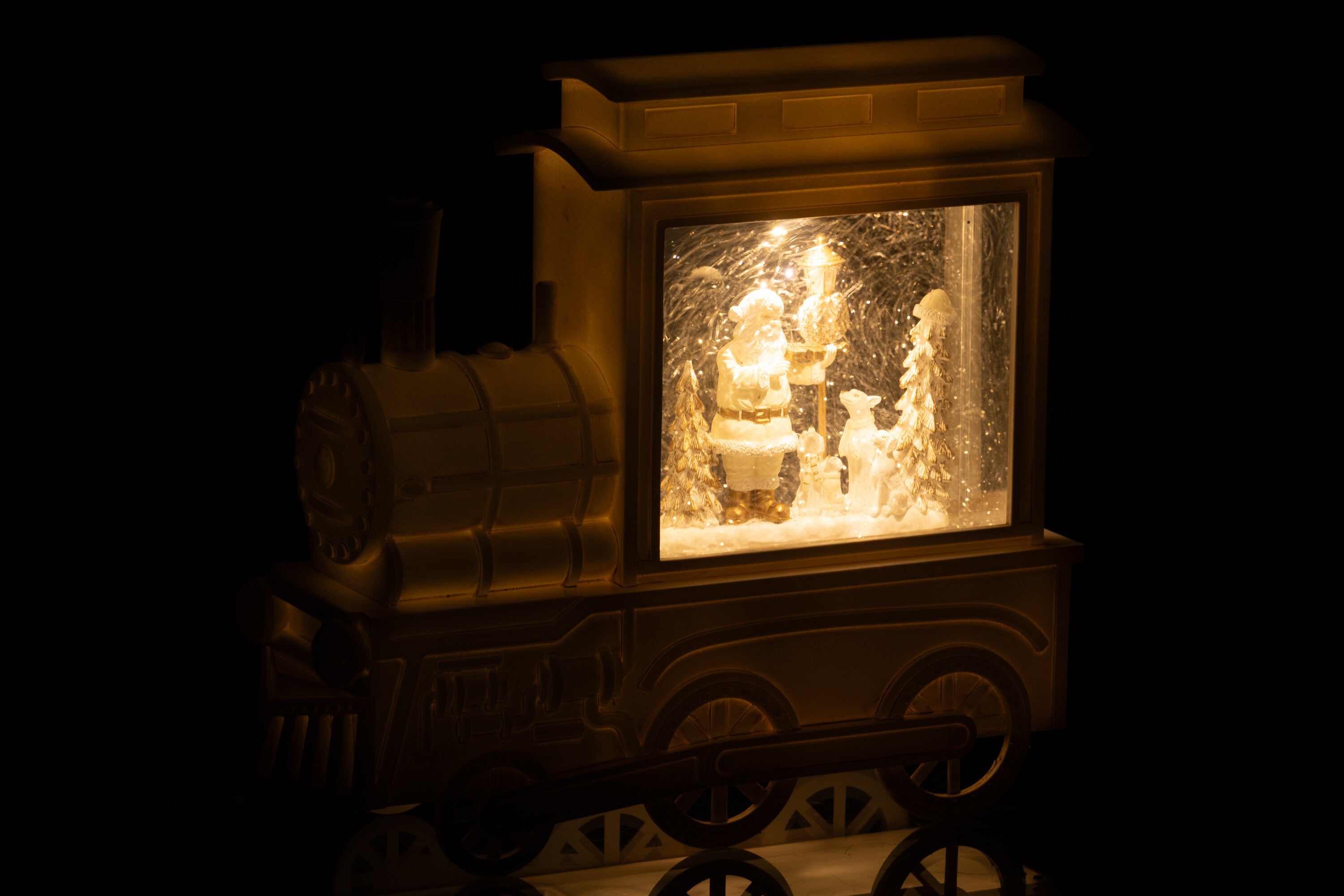 Weihnachts Wasser Globus Lokomotive Weiß Polyresin