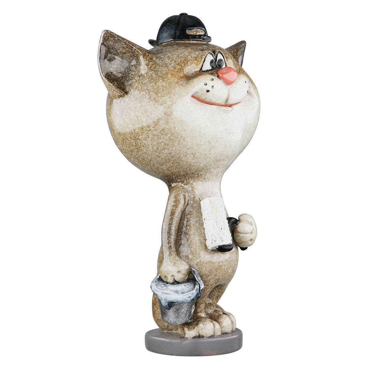 Dekofigur PaintCat Katze Maler Grau Weiß Poly 13cm