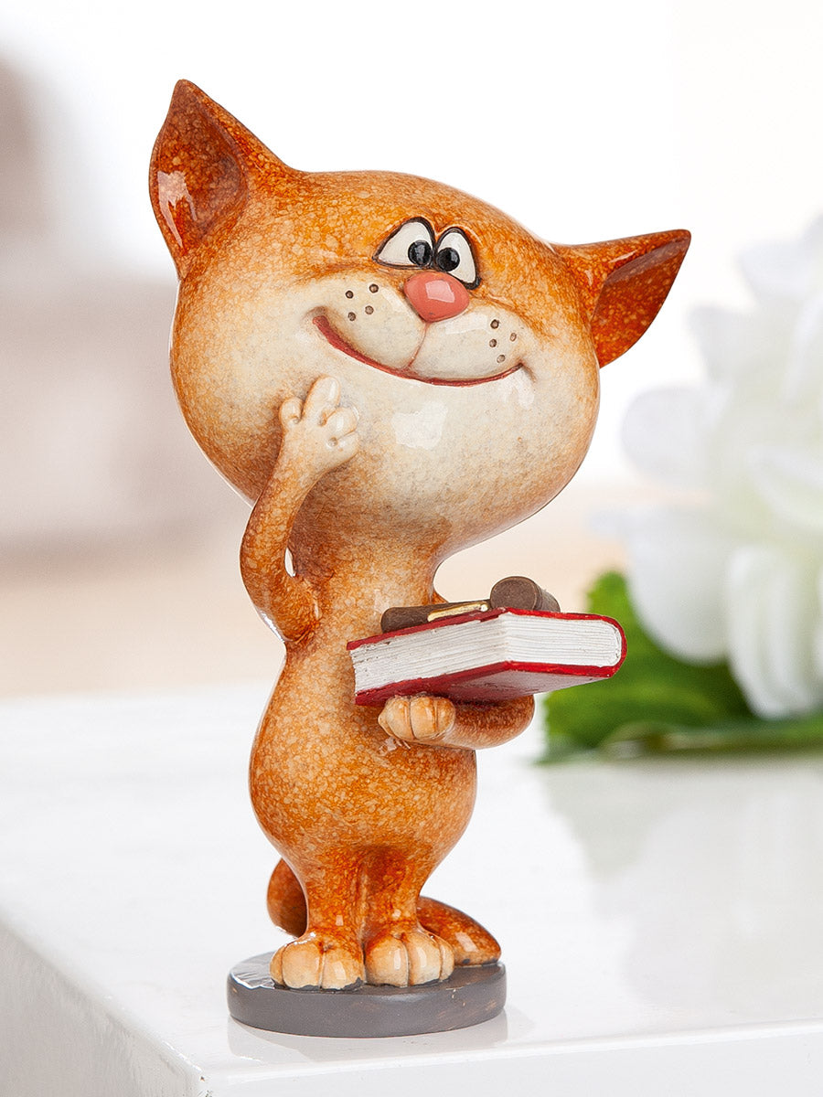 Dekofigur JudgeCat Katze Richter Orange Rot Poly 13cm