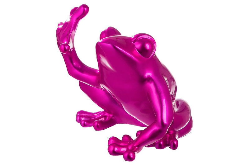 Resin figuur 'kikker' in roze - groot formaat sculptuur
