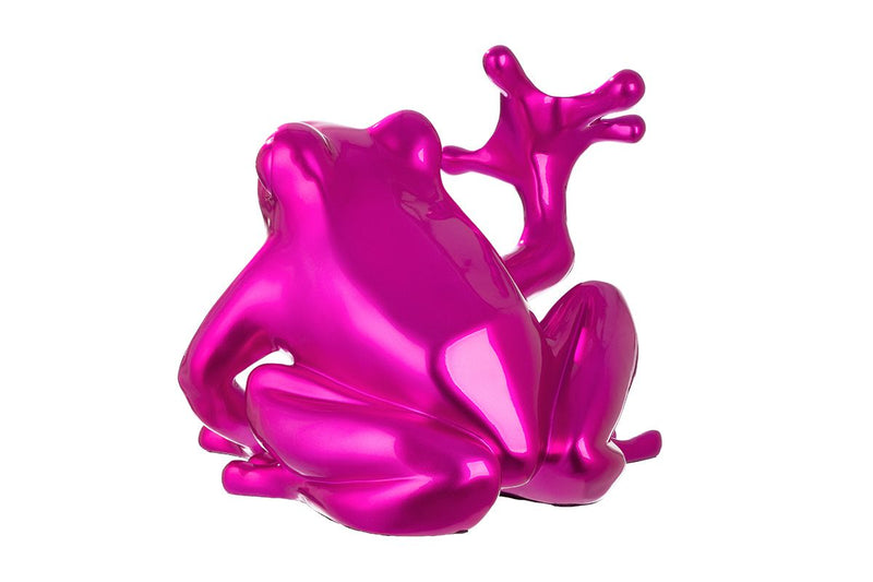 Resin figuur 'kikker' in roze - groot formaat sculptuur