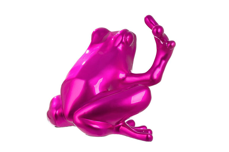 Resin figuur 'kikker' in roze - groot formaat sculptuur