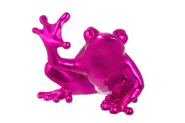 Resin figuur 'kikker' in roze - groot formaat sculptuur