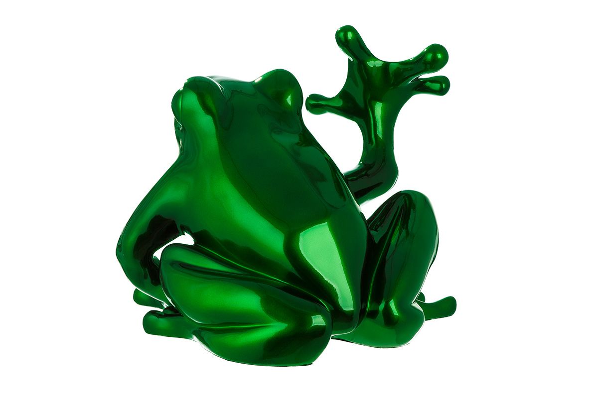 Resin figuur 'kikker' in groen - groot formaat sculptuur