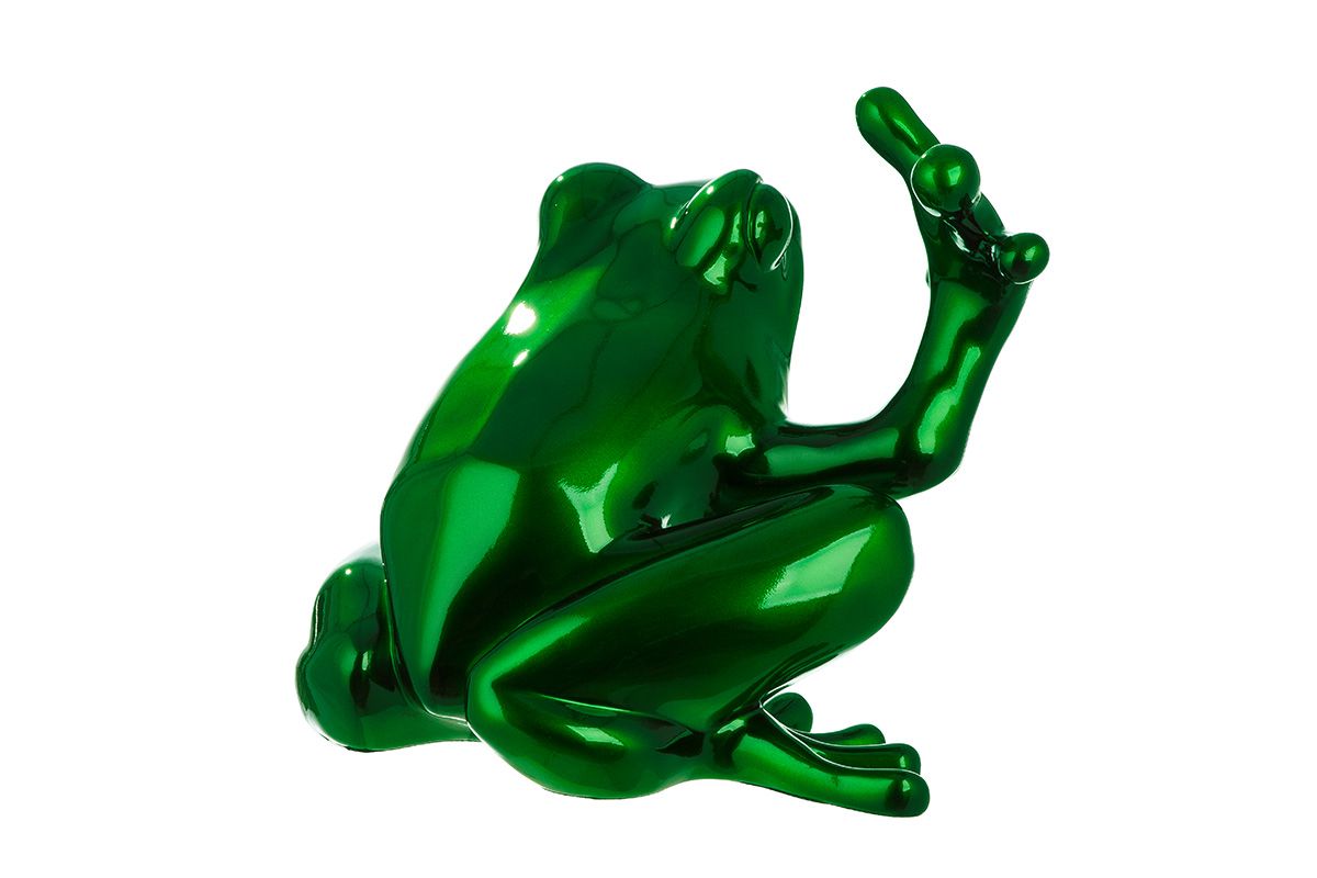 Resin figuur 'kikker' in groen - groot formaat sculptuur