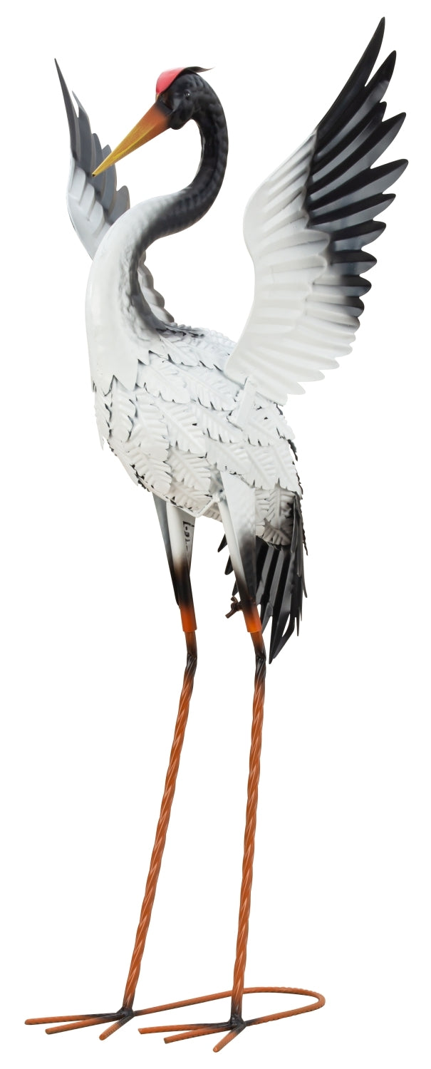 Metall Storch Federflug Gartenfigur stehend 82 cm