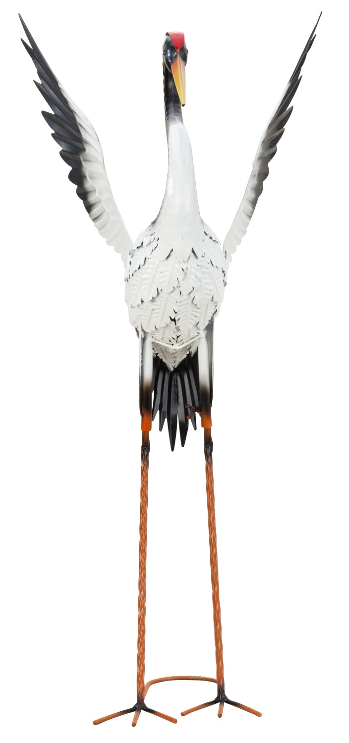 Metall Storch Federflug Gartenfigur stehend 82 cm
