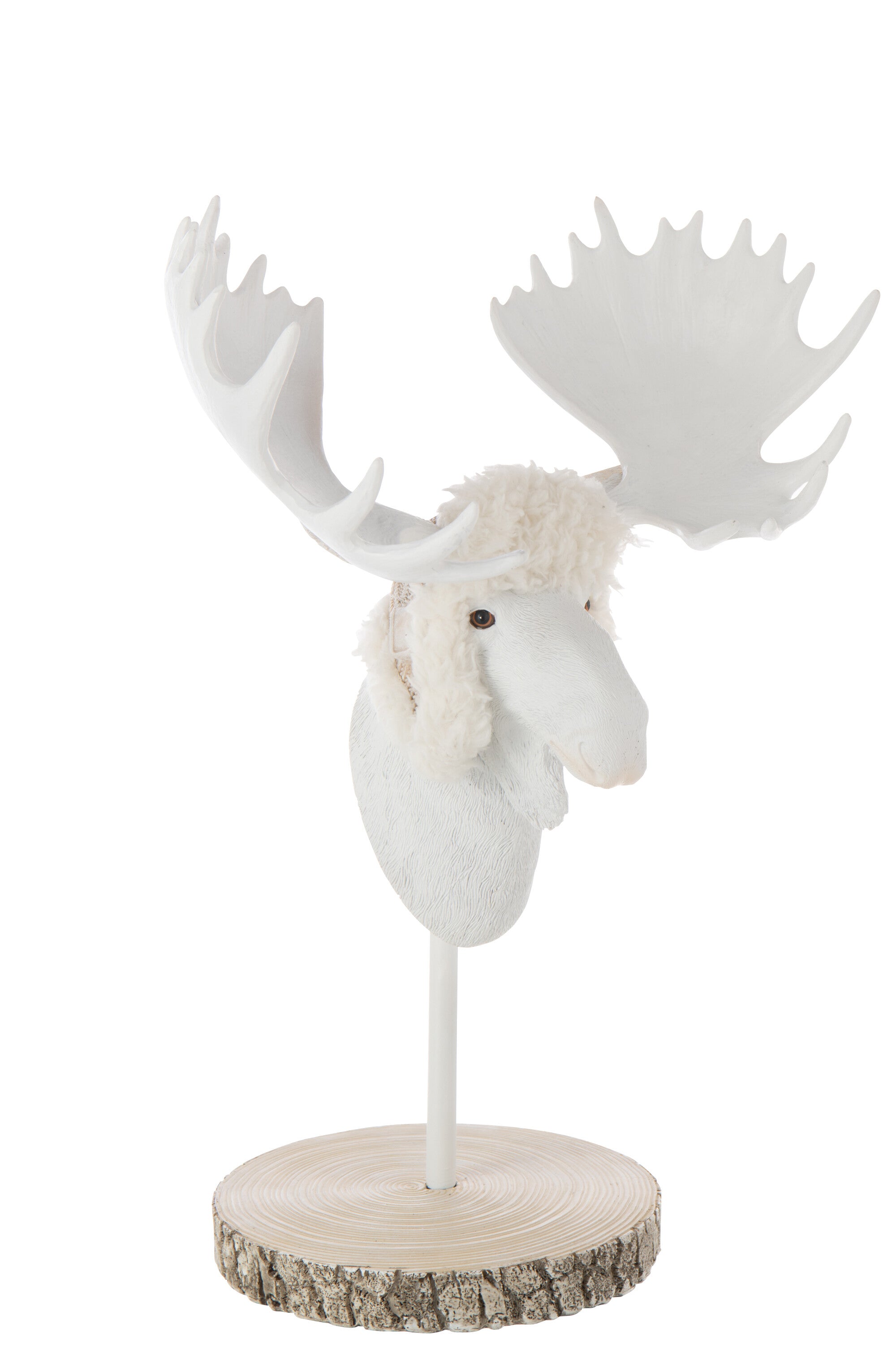 Deko Elch Figur Auf Fuß Pelz Ekru Weiß 49cm