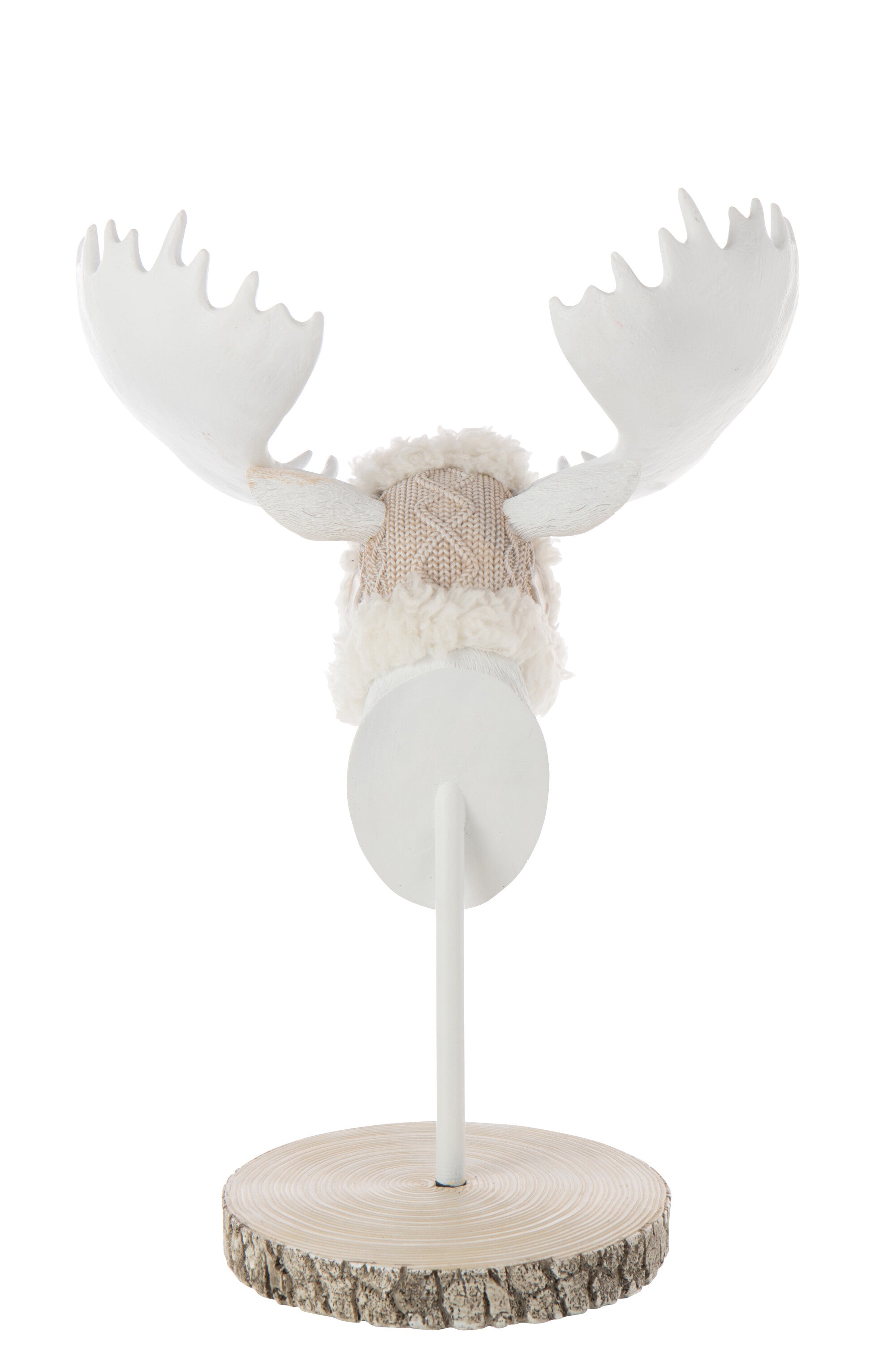 Deko Elch Figur Auf Fuß Pelz Ekru Weiß 49cm