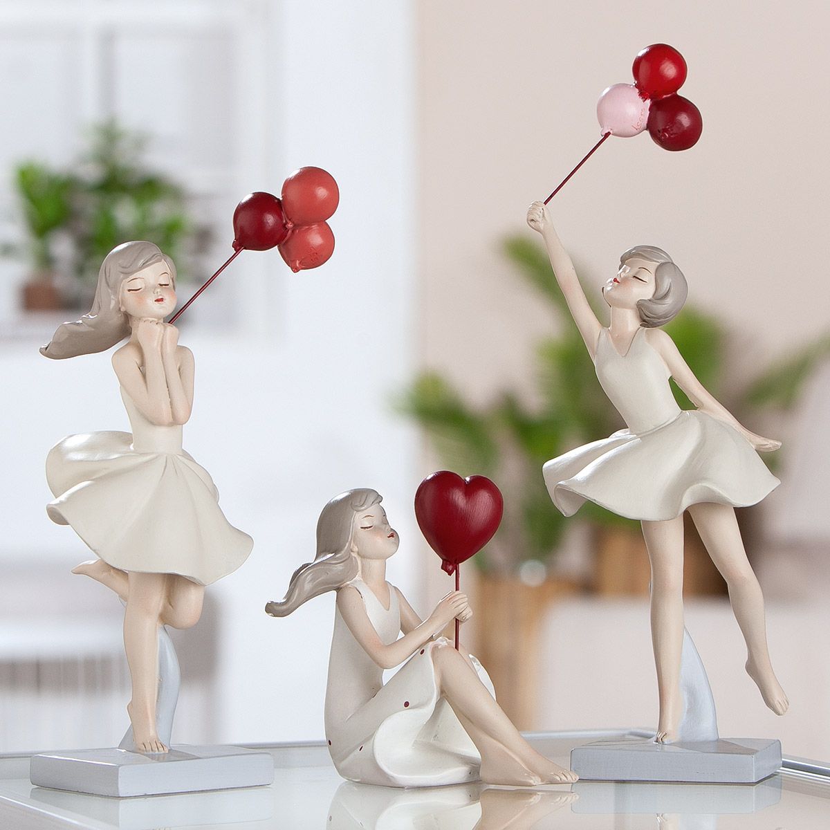 Ballonträume – Elegante Deko mit Ballonmotiv 3er Set Figuren
