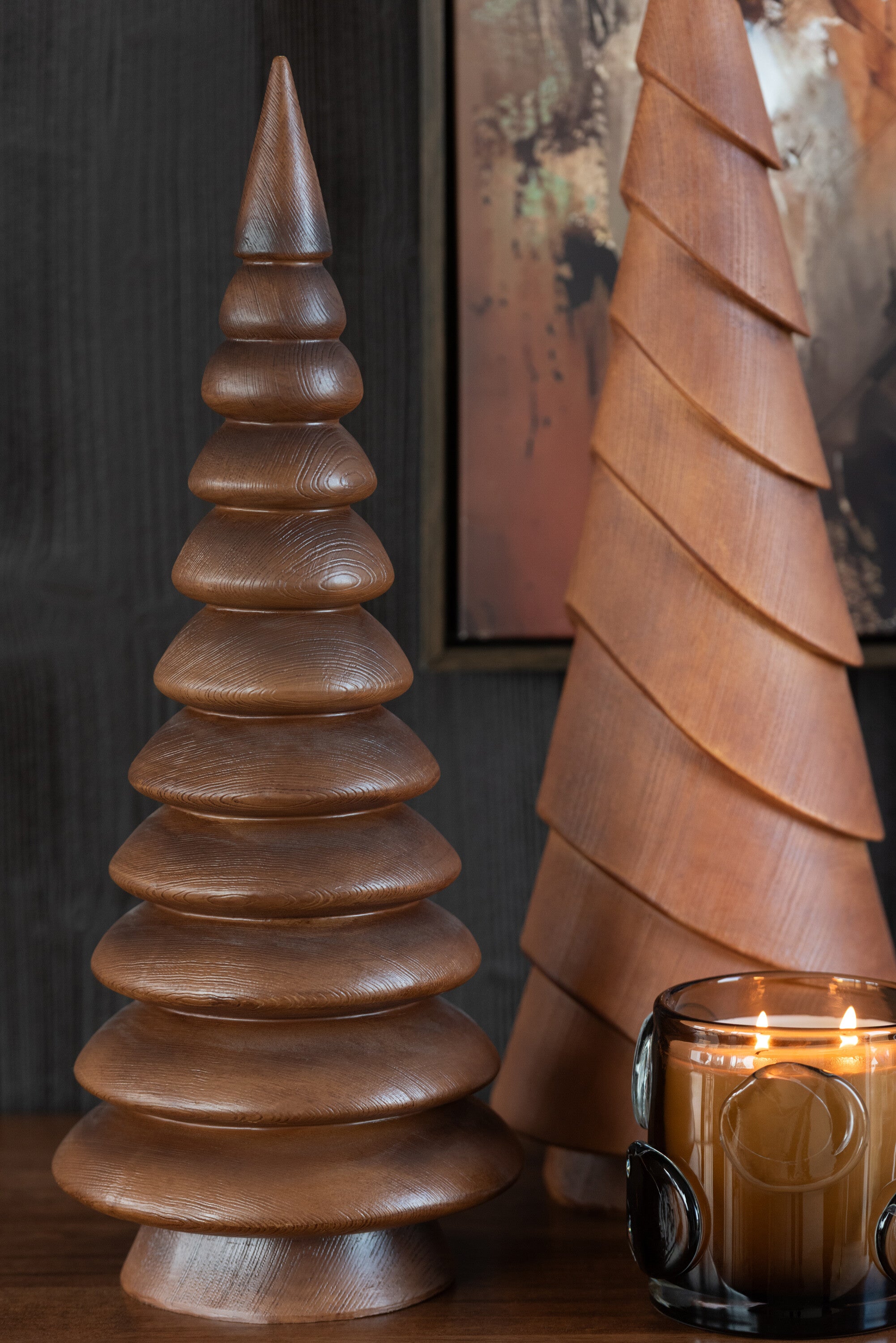 Weihnachtsdeko Kiefer Braun Holzimitation 2er Set 63 cm