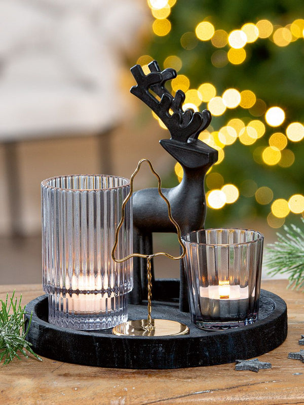 Gouden Boom met hert en kerstboommotief theelichtjes kerstversiering