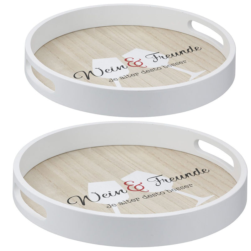 Wine Festival Tray Set - Round - 2-piece - With Saying
