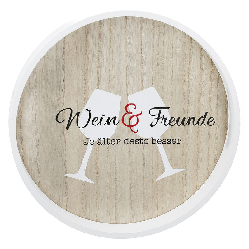 Wine Festival Tray Set - Round - 2-piece - With Saying