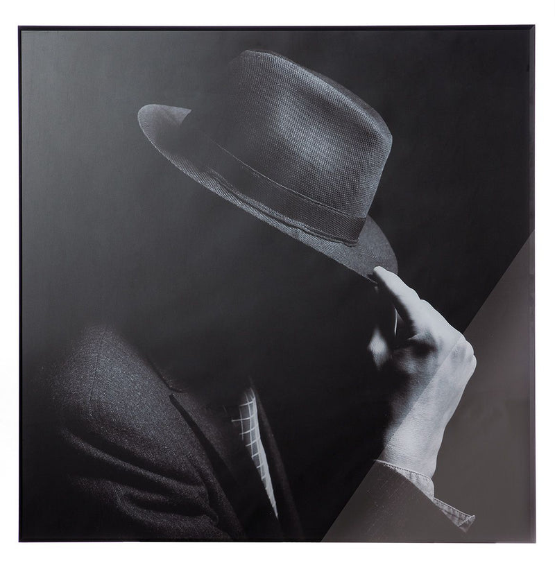 Set of 3 acrylic/aluminium pictures 'Gentleman' - black/grey with a high-quality aluminum frame