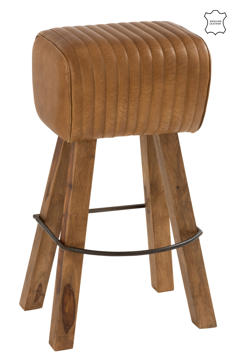 Fitness meets elegance The gym stool made of leather and mango tree wood