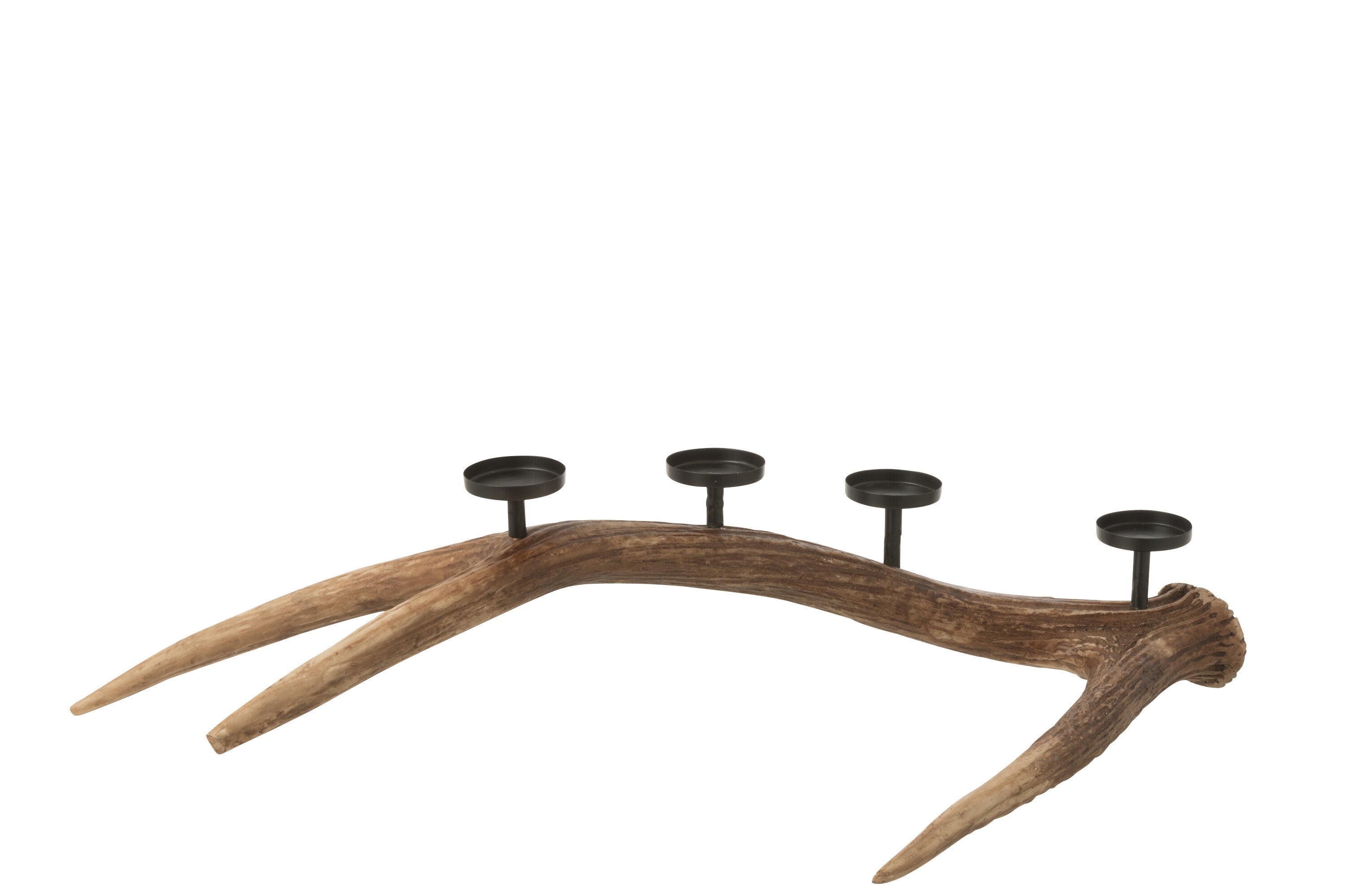 Adventsleuchter Hirschgeweih Optik Polyresin Braun