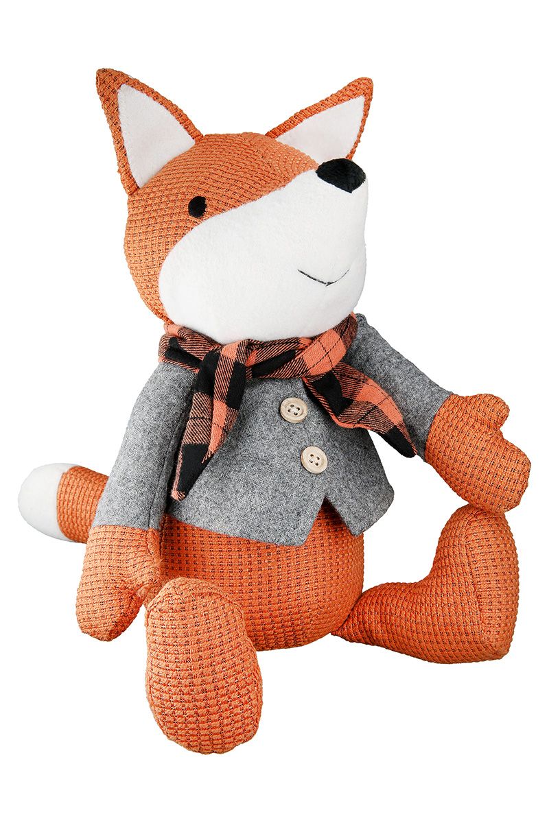 Set of 3 doorstops forest animal trio squirrel, moose and fox in natural colors and orange