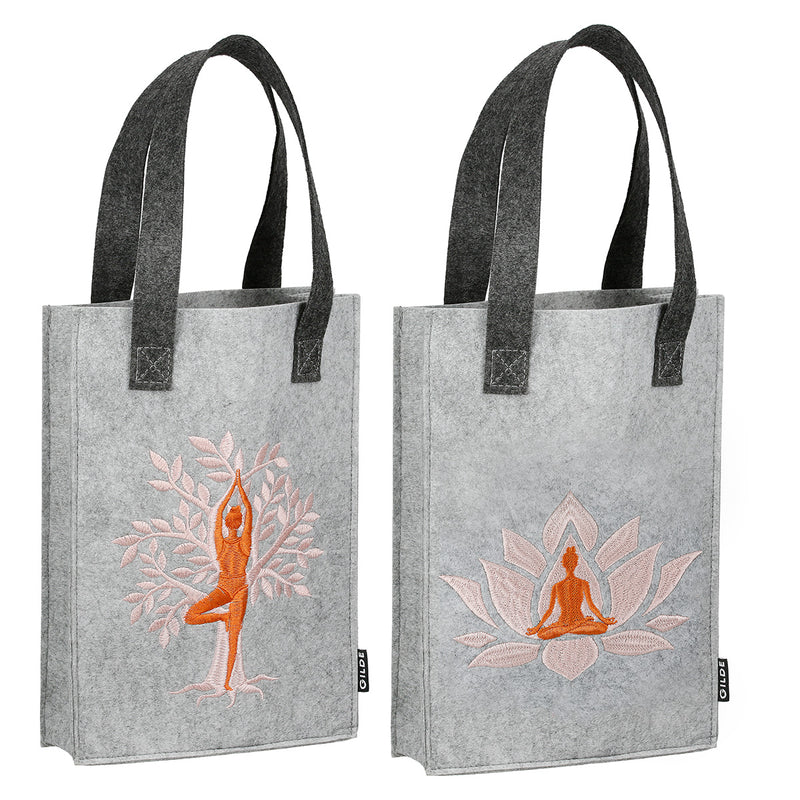 Set van 2 vilten cadeauzakjes Namaste met lotus en levensboommotief
