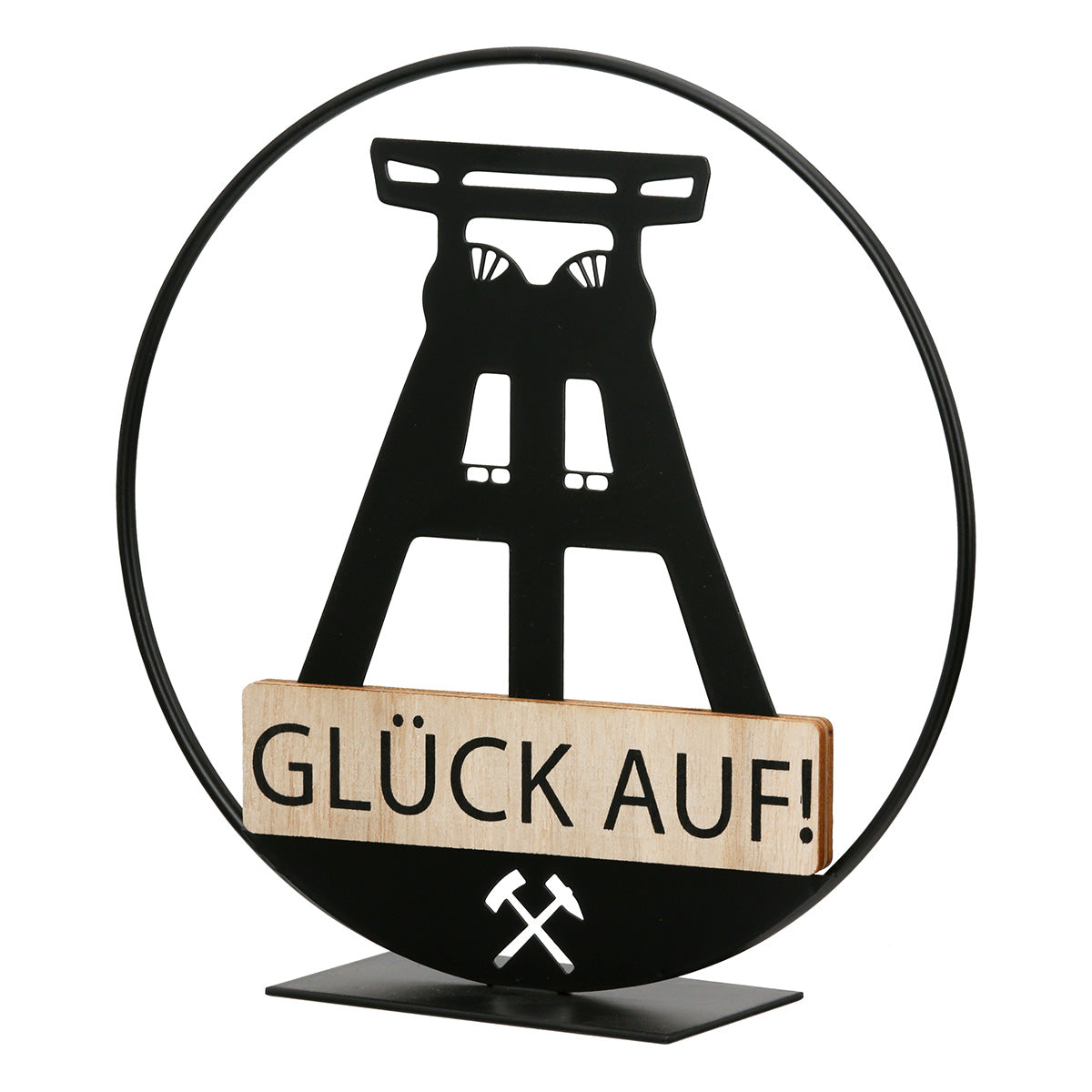 Standrelief Glück Auf rund Metall Wohnaccessoire Deko