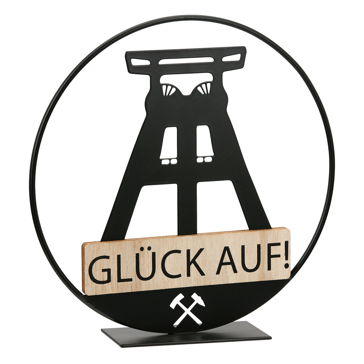 Standrelief Glück Auf rund Metall Wohnaccessoire Deko