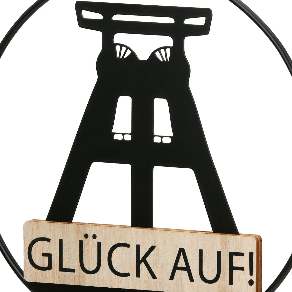 Standrelief Glück Auf rund Metall Wohnaccessoire Deko