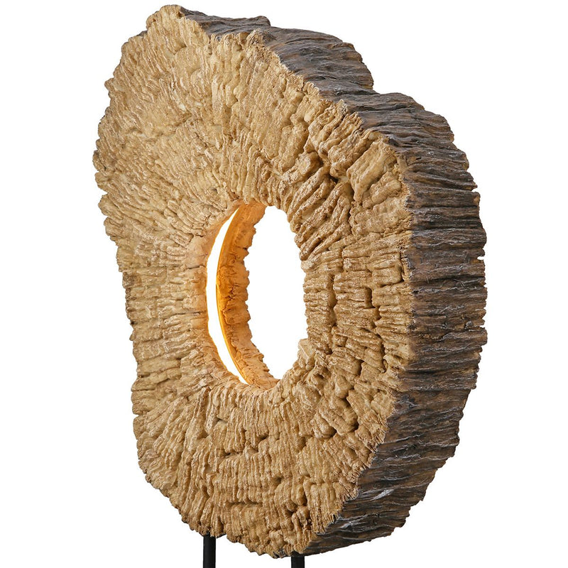 LED Tischleuchte Wood Art Braun Rund mit Dimmer 45 cm