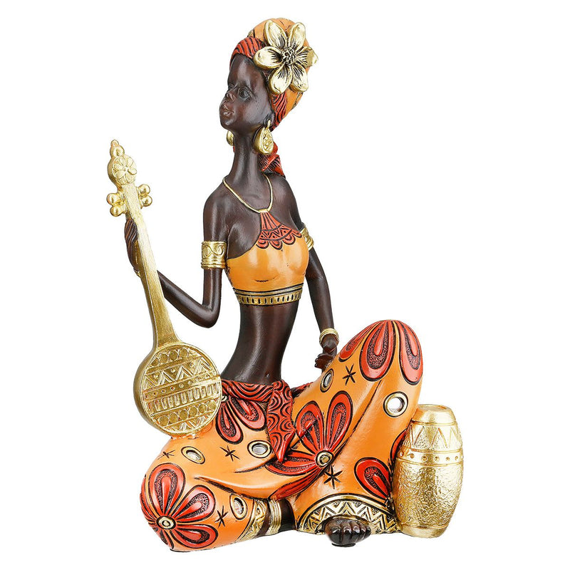 Figurenset African Beat Frauen Musik Deko Kunstharz braun orange