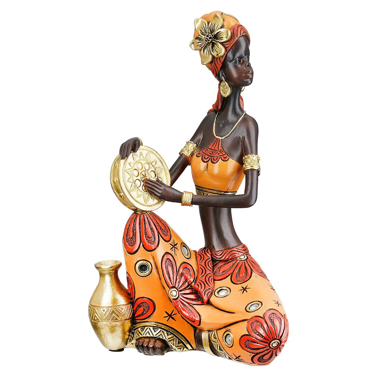 Figurenset African Beat Frauen Musik Deko Kunstharz braun orange