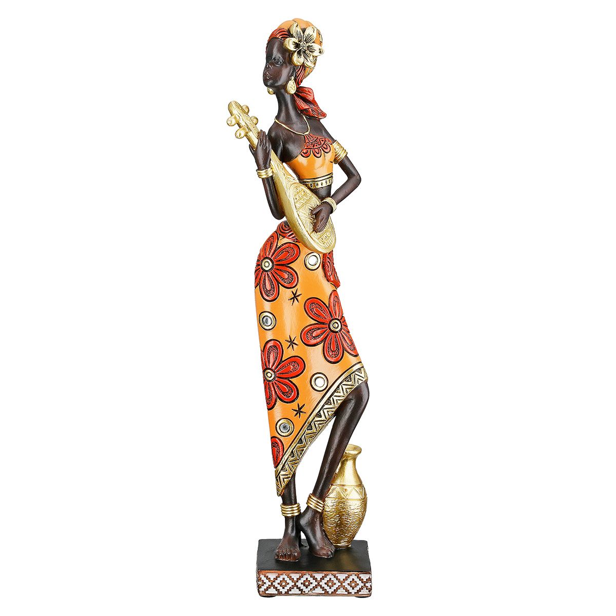 Figurenset African Beat Frauen Musik Deko Kunstharz braun orange