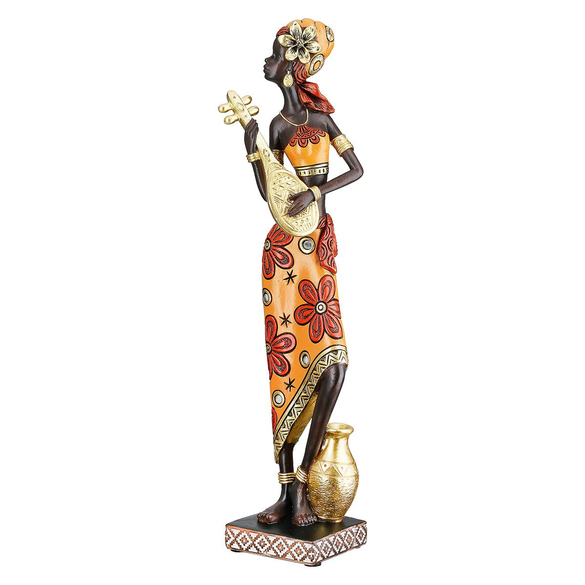 Figurenset African Beat Frauen Musik Deko Kunstharz braun orange