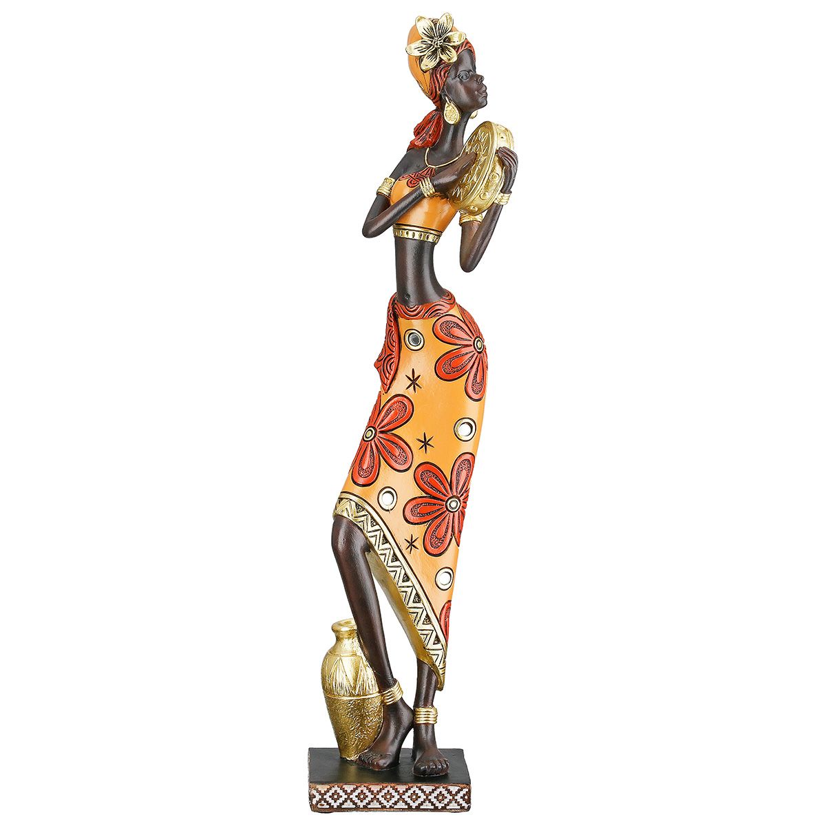 Figurenset African Beat Frauen Musik Deko Kunstharz braun orange