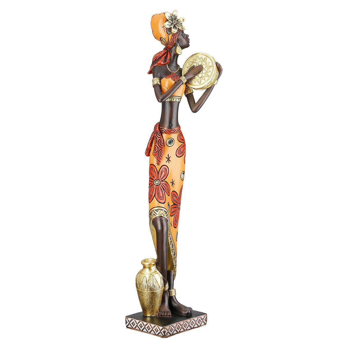Figurenset African Beat Frauen Musik Deko Kunstharz braun orange